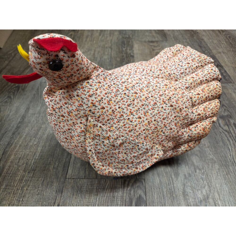 Vintage 1980s 1990s Farmhouse Decor Fabric Weighted Chicken Doorstop Cottage